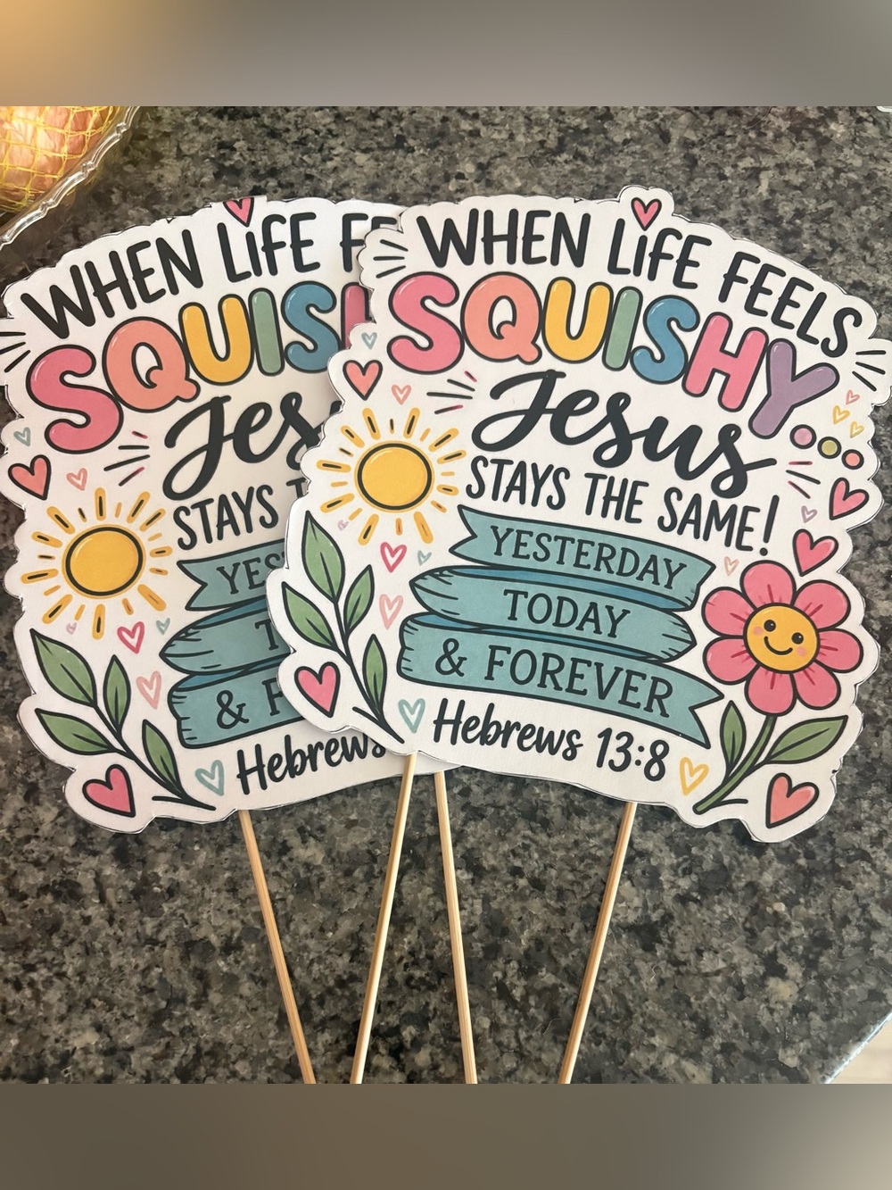 Colorful 'When Life Feels Squishy' Jesus Stays the Same Party Picks - Multicolor